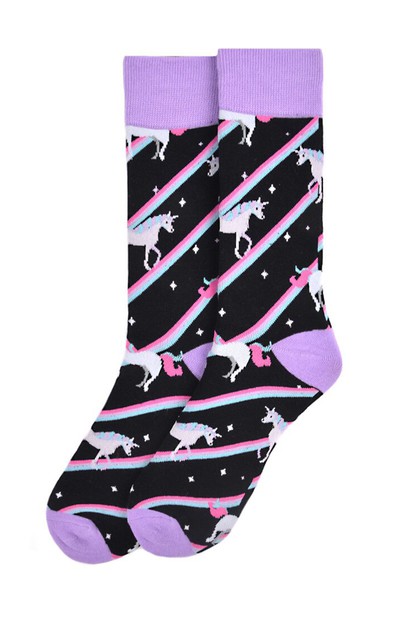 SELINI NY, Mens Unicorn Novelty Socks, NVS19579-BK