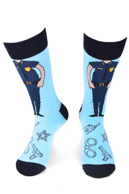 SELINI NY, Mens Police Officer Novelty Socks, NVS19576-SKBL