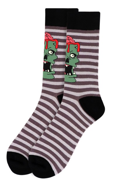 SELINI NY, Mens Zombie Halloween Socks, NVS19515-GRY-