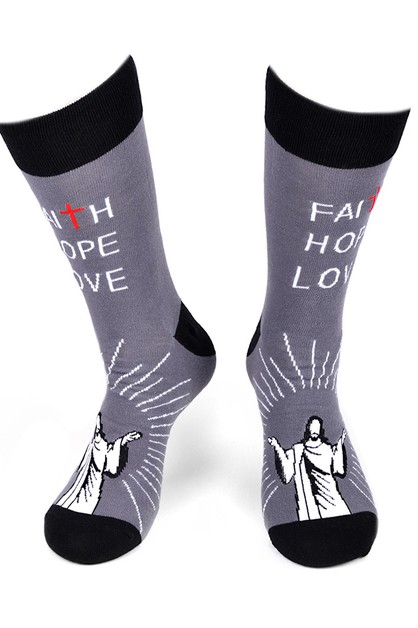 SELINI NY, Men Faith Hope Love Novelty Socks, NVS19574-GRY