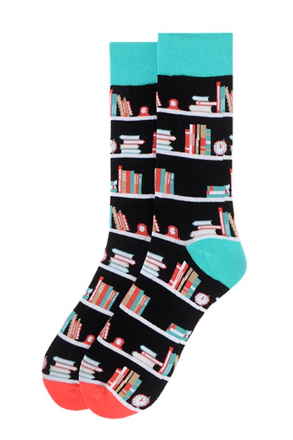 SELINI NY, Men Book Shelves Novelty Socks, NVS19570-BK