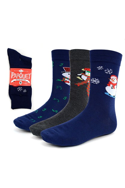 SELINI NY, 3 Pairs  Mens Christmas Snowman Sock, 3PK-MXMS2-1