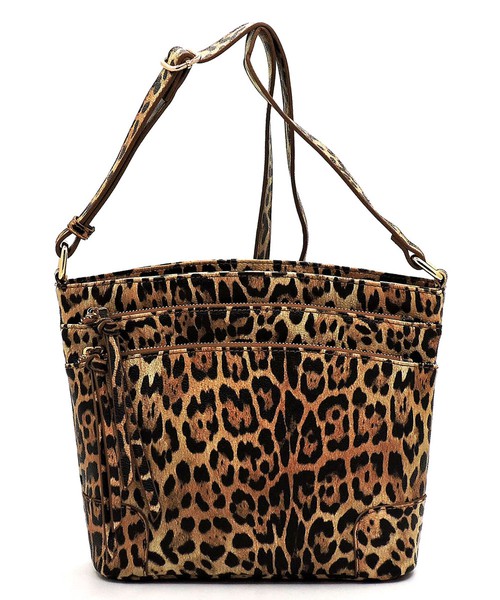 Princess Purse, Leopard Multi Zip Pocket Crossbody B, LE059-1