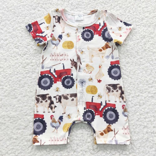 Yawoo Garments, infant tractor boy romper, SR0279