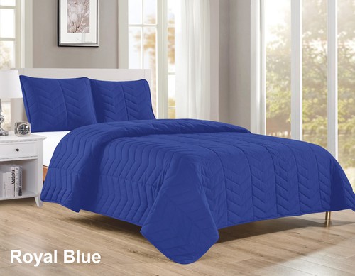 HOME MART GOODS, Royal Blue King Size 3PC Quilt Set, RE-Quilt-King-RoyalBlue