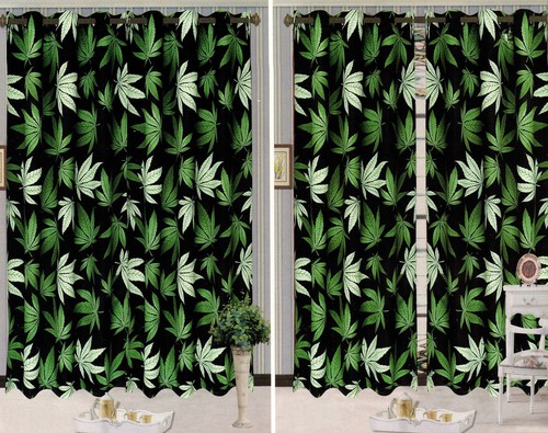 HOME MART GOODS, Blackout Marijuana Leaf Curtain Set, Curtain-Marijuana-63