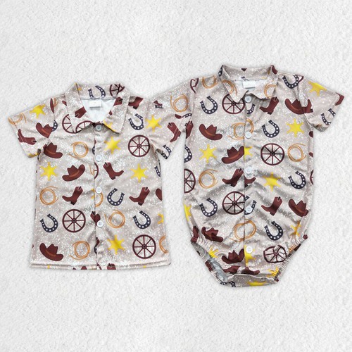 Yawoo Garments, western toddler boy romper, SR0399
