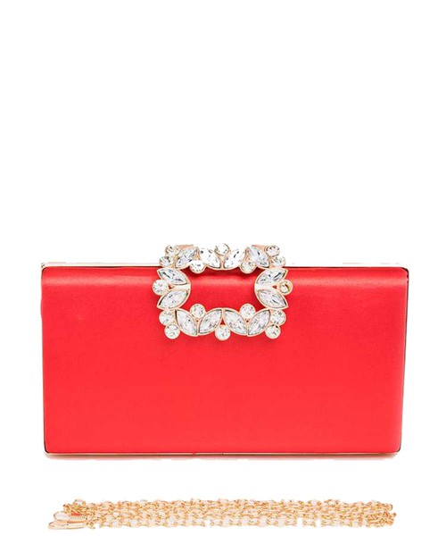 Princess Purse, Crystal Buckle Metallic Box Clutch, K3390-1