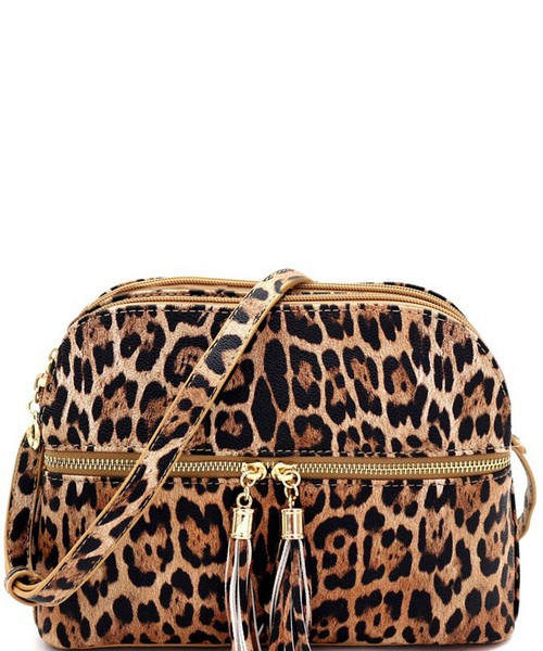 Princess Purse, Leopard Zip Tassel Multi Compartment, LE050-1