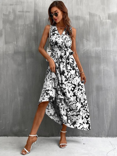 YUKA FASHION, Sleeveless V Neck Maxi Summer Dress, 6090TG99