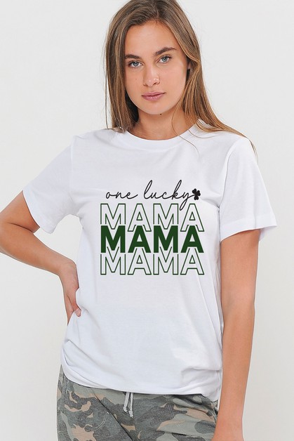 Burgundy Apparel, T-SHIRT WITH ONE LUCKY MAMA PRINT, T-150-LUCKYMAMA