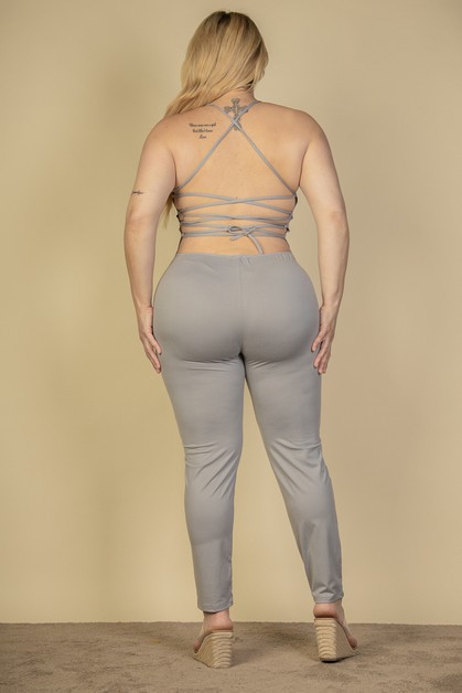 CAPELLA APPAREL, Plus Size crossed Back  Jumpsuit, BP2842X_E