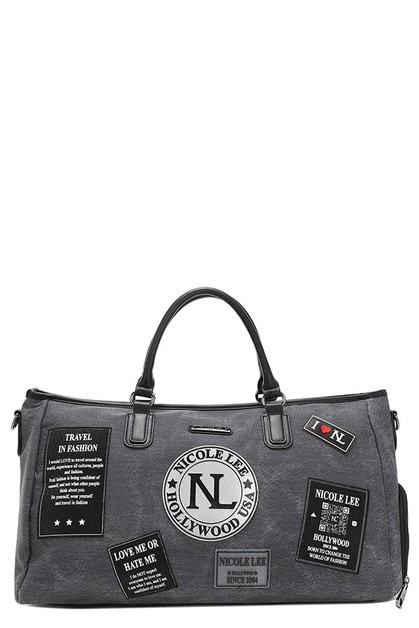 NICOLE LEE USA, DENIM PATCH DUFFEL, GYM16956