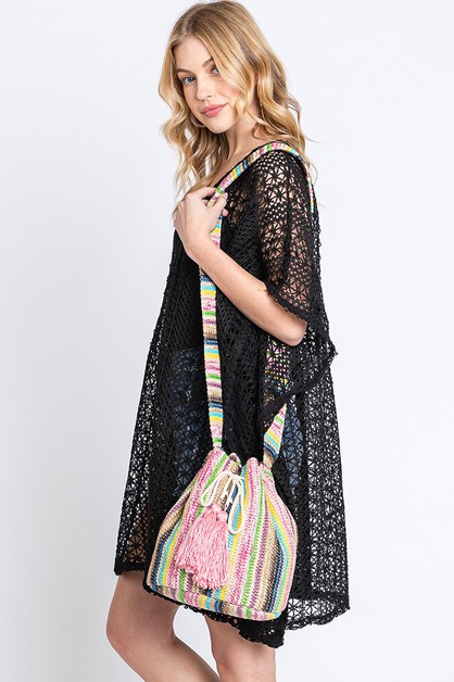 Hana, Multi Color Striped Bucket Bag, MB0236