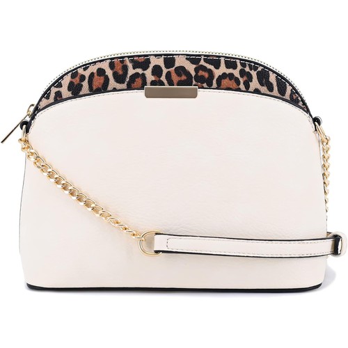 Fashion Bridge, Leopard Accent Small Dome Crossbody Bag with Chain Stra, VB-EJ95320L6-1