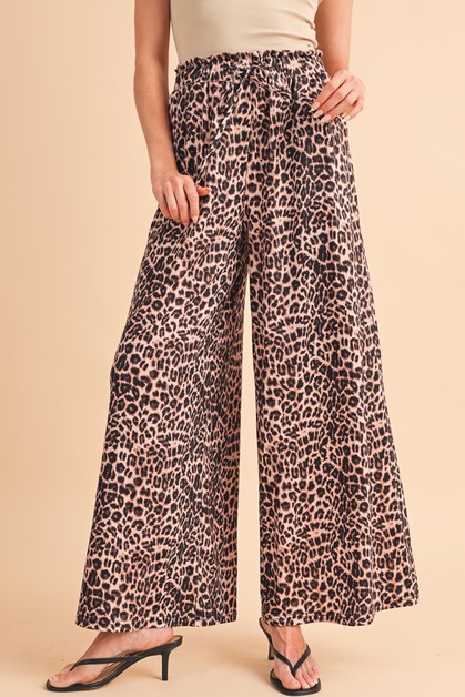 SHEWIN, Desert Palm Boho Leopard Wide Leg Pants, sw7712545-P4017