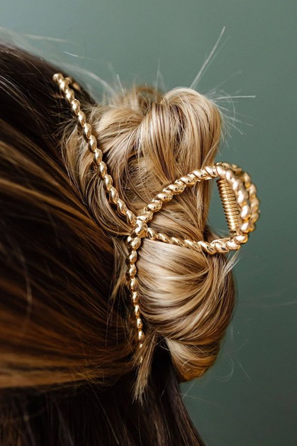 SHEWIN, Gold Twist Large Alloy Hair Clip, BH043020-P12
