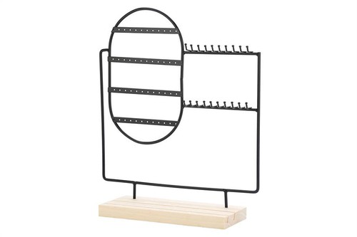 NIMA Accessories Inc, Metal Jewelry Display With Wooden Base, DR0429B
