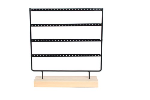 NIMA Accessories Inc, 4 Metal Bars Jewelry Display with Wooden Base, DR402B