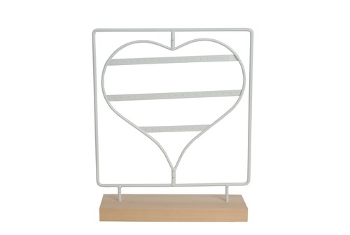 NIMA Accessories Inc, Rotating Heart Shape Metal Jewelry Display with Wooden Base, DR405B
