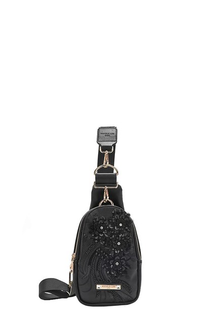 NICOLE LEE USA, FLOWER SEQUIN SLING BAG, P16909