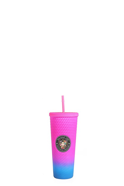 NICOLE LEE USA, 24 OZ STUDDED TUMBLER WITH STRAW, T7617-SS24