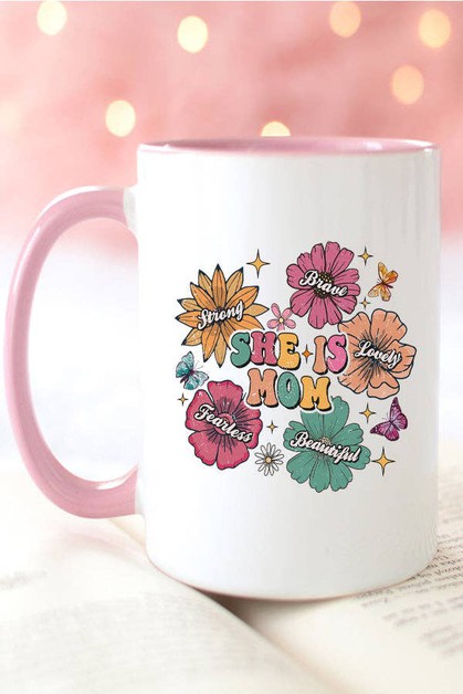 CALI BOUTIQUE, Mom Gifts She is Mom Flowers Coffee Mug Cup, 974224c