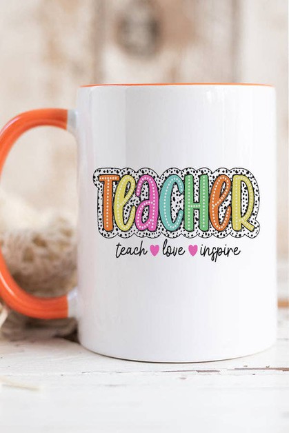 CALI BOUTIQUE, Teacher Gifts Colorful Teacher Teach Love Inspire Coffee Mug, 978224c
