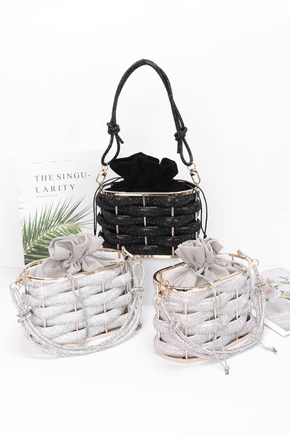 3AM, Rhinestone Braided Metal Bucket Bag, HPC6181