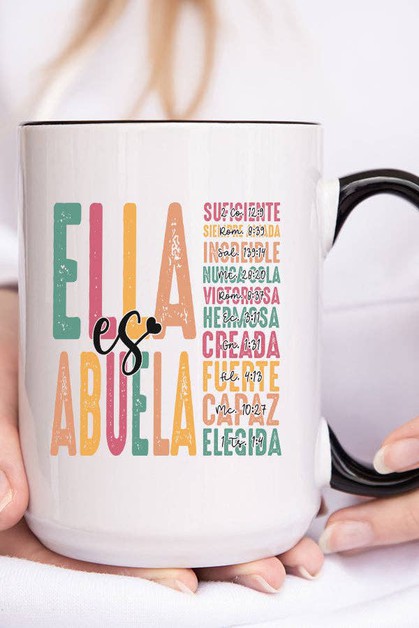 CALI BOUTIQUE, Ella is Abuela Colorful Coffee Mug Cup Gift, 954224c