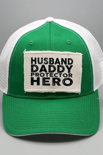 CALI BOUTIQUE, Husband Daddy Hero Protector Trucker Patch Hat, 29521H