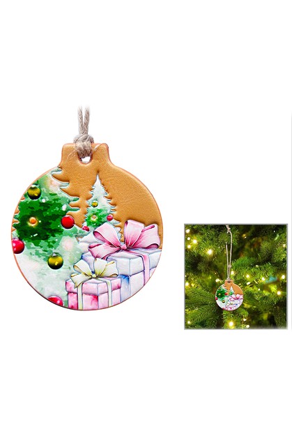 Fashion City, Gift Box Tree Print Ornament for Christmas Tree, 49-AP0347