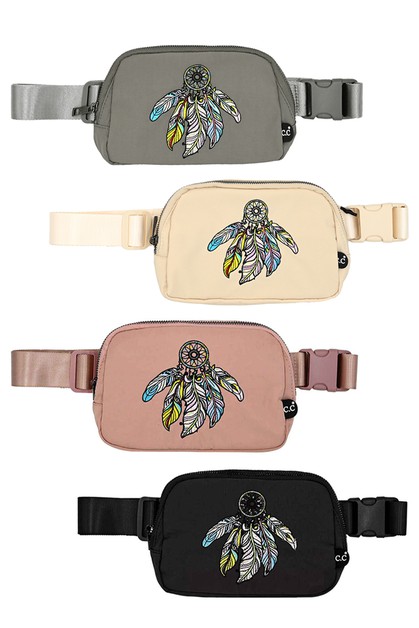 Fashion City, Colorful Dreamcatcher Embroidery Fanny Pack, 28-BGS4344