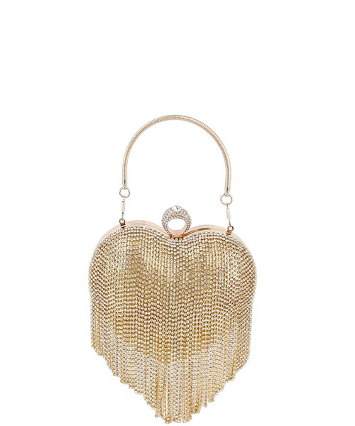 Princess Purse, Rhinestone Heart Fringe Evening Bag, LGZ072