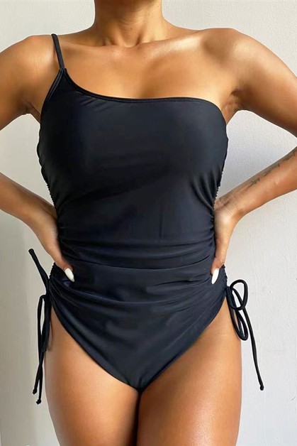 MAEJOY FASHION, one shoulder laceup onepiece swimwear, SWM387