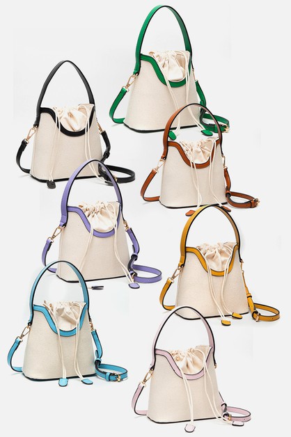 Hana, Drawstring Satchel Canvas Crossbody Bucket Bag, TG10623