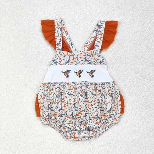 Yawoo Garments, Flutter sleeves duck camo ruffle baby girl romper, SR1742