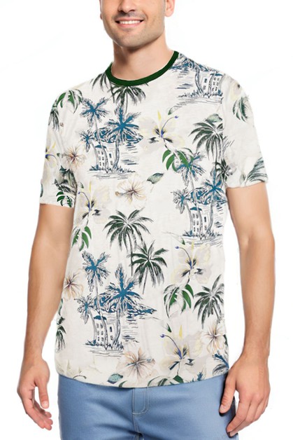 WEIV, All Over Print Tropical Short Sleeve Tshirt Tee, AP15