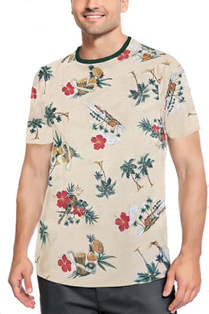 WEIV, All Over Print Tropical Short Sleeve Tshirt Tee, AP07