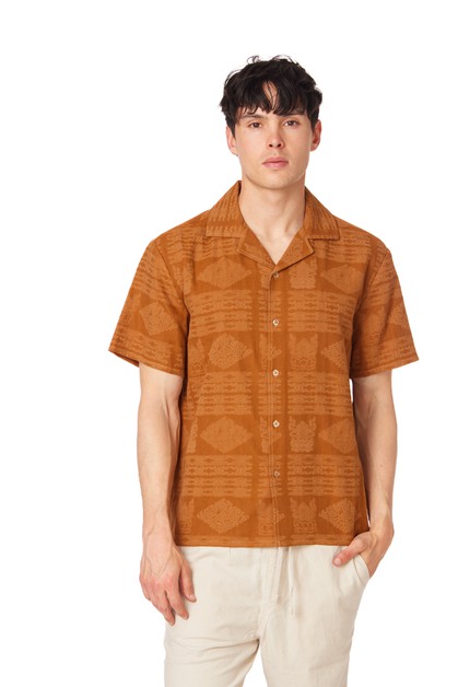 HAWKSBAY Collection, MENS TEXTURED COTTON HEAVY CAMP SHORT SLEEVE SHIRT, HB-4039-34-35