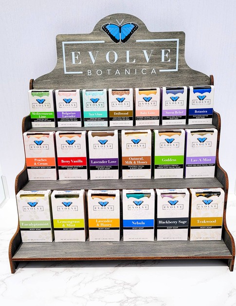 Evolve Botanica, Soap or Product Display - Large (Filled-Best Seller Kit), EV-KIT-LG3FILLBEST