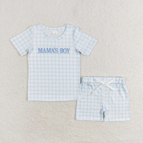 Yawoo Garments, Short sleeves plaid mamas boy kids summer outfits, BSSO0912