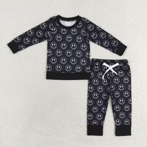 Yawoo Garments, Black smile long sleeves baby kids clothing set, BLP0565