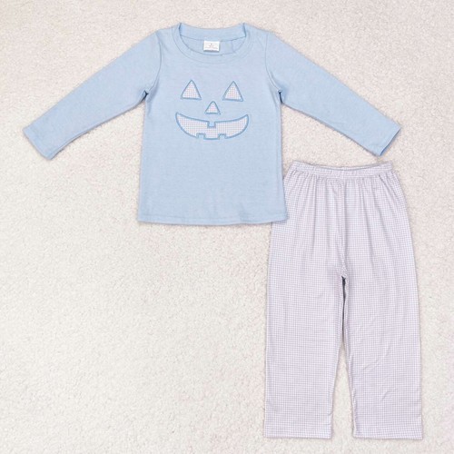 Yawoo Garments, Light blue top plaid pants kids boys Halloween outfits, BLP0562