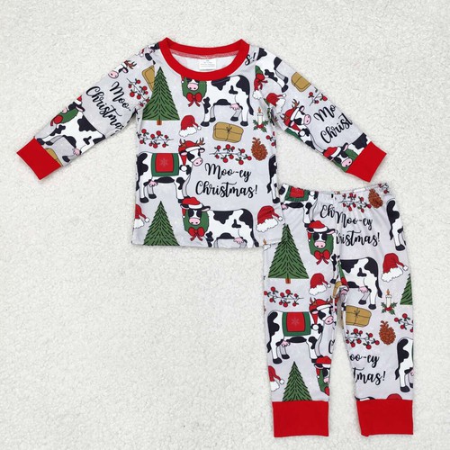 Yawoo Garments, Cows merry Christmas baby kids pajamas, BLP0513