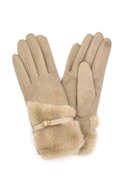 FAME ACCESSORIES, Faux Fur Cuff Strap Smart Gloves, MG0088-SP