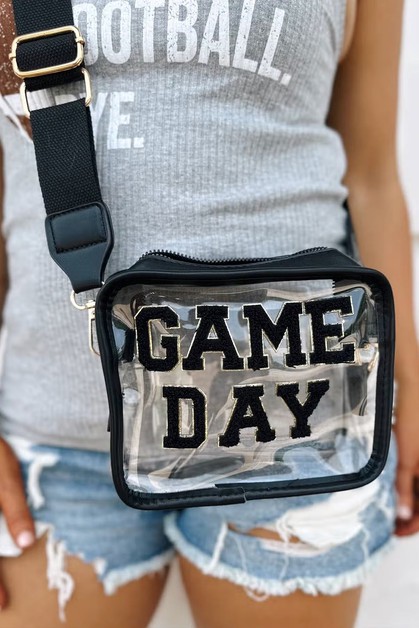 SHIYING FASHION, Black GAME DAY Pattern Clear Shoulder Bag, BH031219-P2