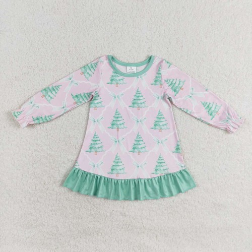 Yawoo Garments, Long sleeves Christmas tree baby girls nightgown, GLD0538