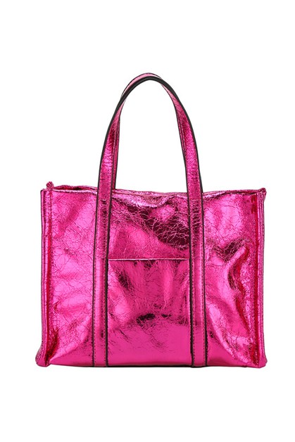 FAME ACCESSORIES, Glossy Square Tote Bag, HBG104729-NM