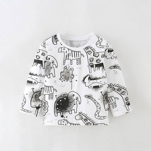 Loprit, Cartoon Print Long Sleeve Round Neck T-Shirts for Baby Boys, ZT-6123318